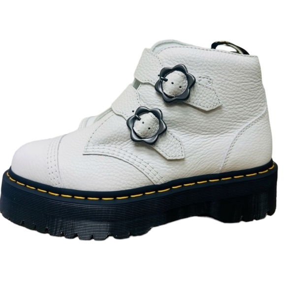 Dr Martens Devon Flower Quad White Boots NEW - Picture 5 of 7